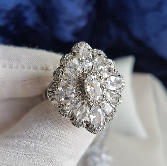 Swarovski Elements 925 Sterling Silver Statement Ring NEW - Picture 1 of 16